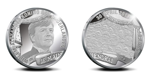10 Euro Nederland Verzilverd Koper 2013 - Koningstientje
