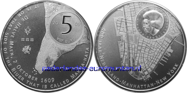 5 Euro Nederland 2009 - 400 jaar Nederland - Manhattan