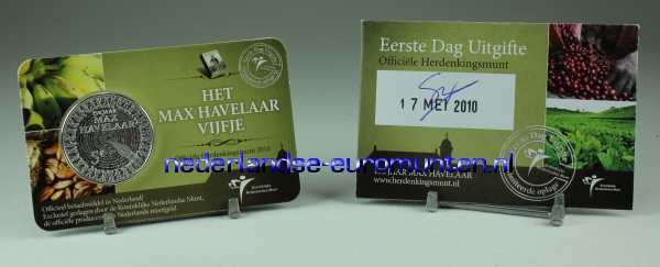 5 Euro Nederland 2010 - 150 jaar Max Havelaar - Eerste Dag Uitgifte